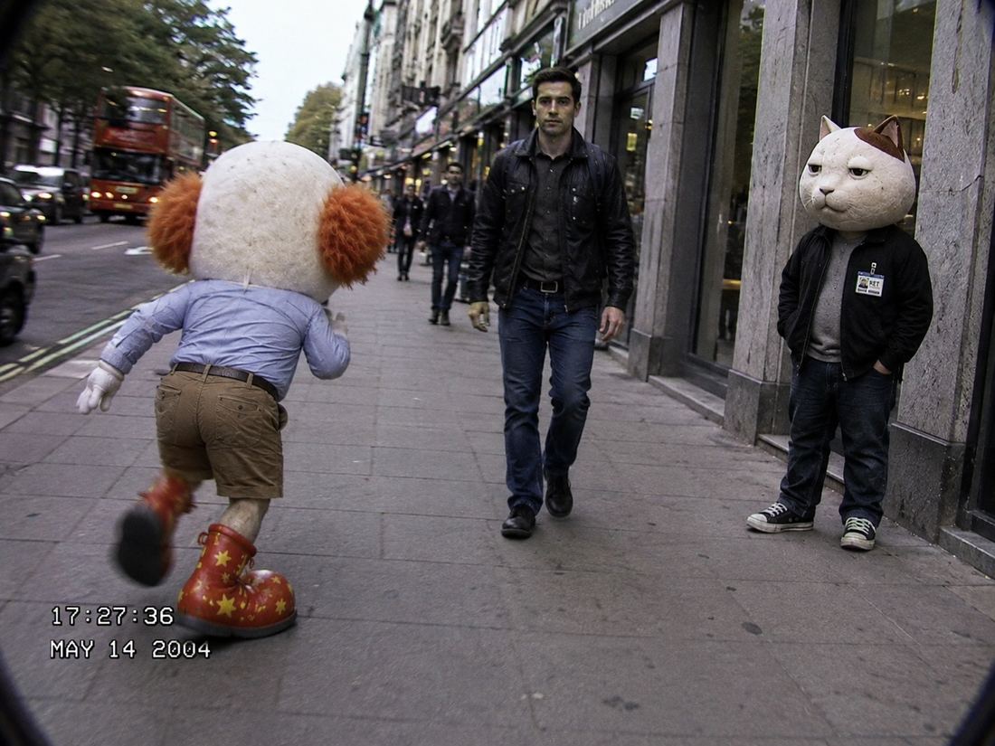 CLOWN walking past a bystander